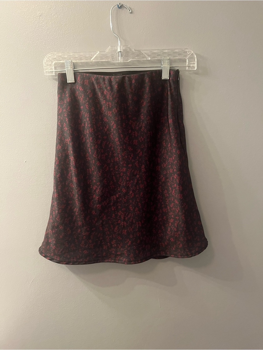 Urban Outfitters Dark Red Floral A-Line Skirt